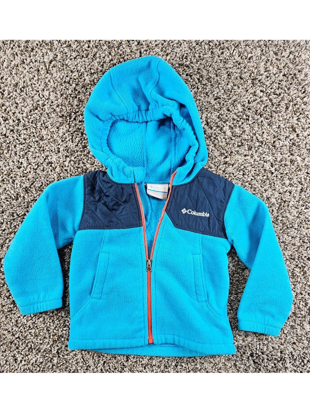 Columbia Toddler Boys Sz 2T Zip Up Hooded Fleece Jacket Blue